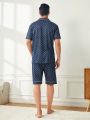 Men'S Polka Dot Short Sleeve And Shorts Homewear Set