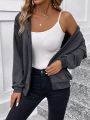 SHEIN Essnce Solid Color Zipper Sweatshirt