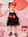 Baby Girls' Outfit Set Including Headband, Heart Shape, Valentine's Day, Elegant, Cute And Fashionable