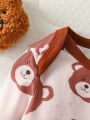 Baby Boys' Long Sleeve Round Neck Bear Printed Jumpsuit