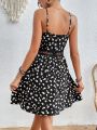 SHEIN Frenchy Lace Spliced Floral Print Dress For Women