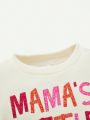 Cozy Cub Baby Girls' Soft Knit Letter Patterned Round Neck Raglan Sweater