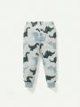Cozy Cub Baby Boys' Cartoon Animal Printed Round Neck Long Sleeve Top And Jogger Pants Homewear Set