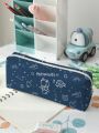 1pc Cartoon Astronaut Pattern Pencil Bag, Portable Stationery Bag For Middle High College School & Office