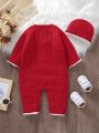 SHEIN Infant Boys' Thickened Knitted Romper