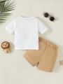 Infant Boys' Adorable Tiger Printed Knitted T-Shirt And Solid Woven Shorts Set