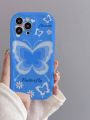 1pc Blue Butterfly Ombre Pattern Phone Case