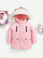 Little Girls' Thickened Hooded Coat In Pink