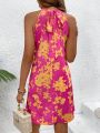 Women'S Halter Neck Floral Print Dress