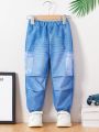SHEIN Toddler Boys' Minimalist Street Style Imitation Denim Casual Pants