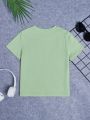 Boys' Casual Short Sleeve Round Neck T-shirt, Suitable For Summer