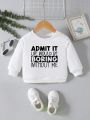 Baby Girl Slogan Graphic Thermal Lined Sweatshirt