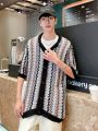 Men'S Color Block Striped Short Sleeve Knitted Top