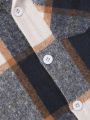 SHEIN 2pcs/set Toddler Boys' Long Sleeve Plaid & Printed Button Down Shirt Combo