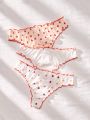 3pcs Butterfly Bow Decorated Ruffle Trim Triangle Panties Set