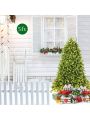 Gymax 5Ft Pre-lit Christmas Tree Hinged Fir Tree w/ 8 Flash Modes LED Lights