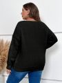 SHEIN Frenchy Plus Size Lace Splice Pull-over Sweater