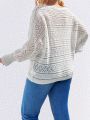 SHEIN LUNE Plus Size Solid Color Knit Sweater With Hollow Out Detail
