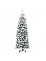 Gymax 6ft Snow Flocked Pencil Christmas Tree Artificial Pine Tree w/ Metal Stand