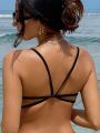 SHEIN Swim Vcay Women'S Solid Color Backless Swimwear Top
