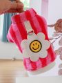 1pc Pet Clothes Warm Soft Comfortable Cute Floral Printed Chest & Back Dog/cat Jacket For Autumn & Winter
