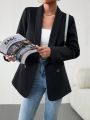 Women'S Solid Color Cape Collar Double Breasted Blazer Jacket