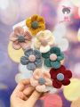 7pcs Cute Candy-colored Flower Hair Clips For Girls