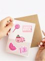 50pcs Cartoon Candy Shaped Pink Stickers