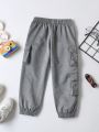 SHEIN Toddler Boys' Casual Street Style Thin Jogger Pants For Autumn And Summer