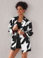 K by AKW The Oversized Boxy Blazer In Exaggerated Houndstooth