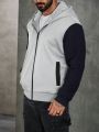 Manfinity Homme Men'S Teddy Fleece Lined Zipper Hooded Jacket Plus Size