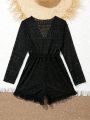 Big Girls' Lace Long Sleeve Cover Up Romper