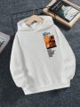 Boys' Printed Hooded Long Sleeve Casual Sweatshirt
