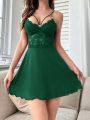 Ladies' Solid Color Lace Patchwork Hollow Out Cami Nightdress