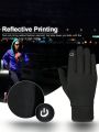 ATARNI Unisex Winter Gloves Soft Sports Gloves Anti-slip Touch Screen Gloves Warm Gloves Cold Weather Gloves Windproof Texting Gloves with Reflective Printing, Black