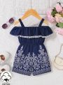 Baby Girl's Off-Shoulder Lace Decorated Romper