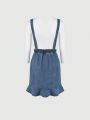 Tween Girls' Fashionable Casual Denim Dress