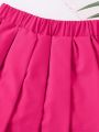 SHEIN Kids EVRYDAY Young Girl Solid Color Pleated Skirt