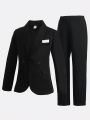 Boys' Shawl Collar Suit Jacket With Slim Fit Pants, Fashionable Formalwear Set