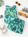 Baby Boy's Stylish Casual Art Design Printed Vest And Shorts Set