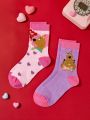 SCOOBY-DOO X SHEIN 2pairs Romantic Valentine'S Day Women'S Long Socks