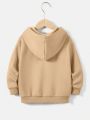 SHEIN Young Boy Casual Long Sleeve Warm Lined Hooded Sweatshirt With Cartoon Pattern Suitable For Autumn And Winter