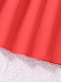 Teen Girls' Red Festive Puff Short Sleeve Dress