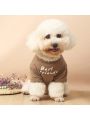 1pc Polyester Thin English Letter Printed Pet T-shirt, Comfort And Breathable, Suitable For Small Dogs And Cats, Four Seasons