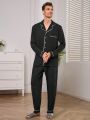 Men'S Lapel Collar Long Sleeve And Long Pants Homewear Set
