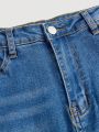 SHEIN Teenage Girls' Distressed Flared Jeans