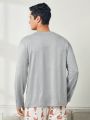 Men'S Letter Patchwork T-Shirt, Casual Homewear Top