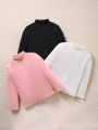 Toddler Girls' Simple High Neck Base Shirt Suitable For Spring Autumn