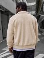 Manfinity Homme Men's Plus Size Casual Loose Faux Shearling Jacket With Letter Patch