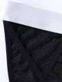 Men's Letter Printed Webbing Waistband Fishnet Underwear